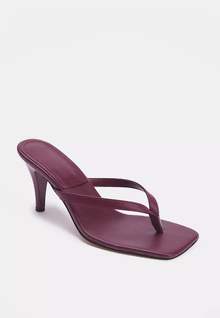 Square Toe Flip Flops 8.5cm Thin Heeled Sandals