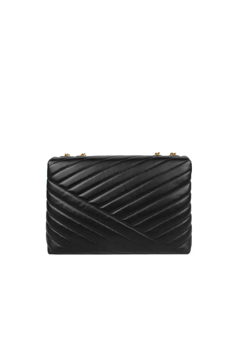 Kira Chevron Convertible Shoulder Bag in Black 90446