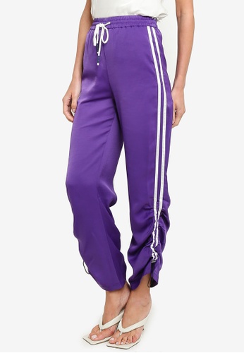 Hopeshow purple Loose Fit Track Pants with Side Stripe 4CEA3AA3F33F24GS_1