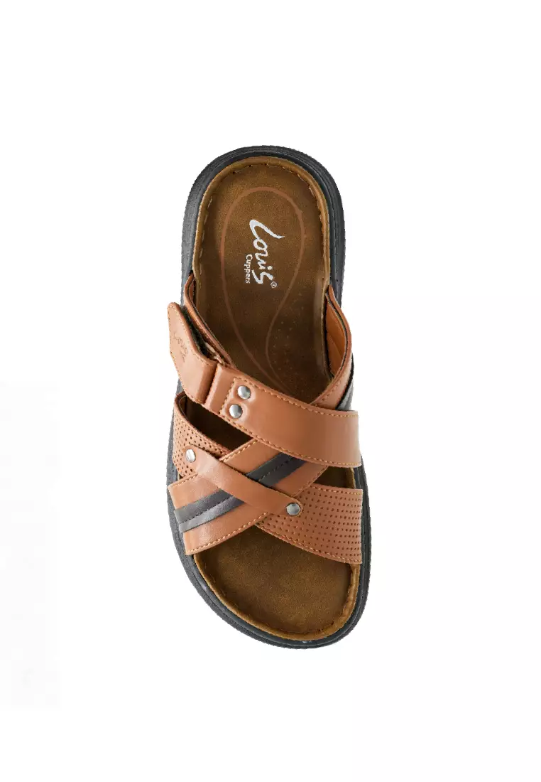 Men Slip On Faux Leather Classic Casual Sandals - 250141251