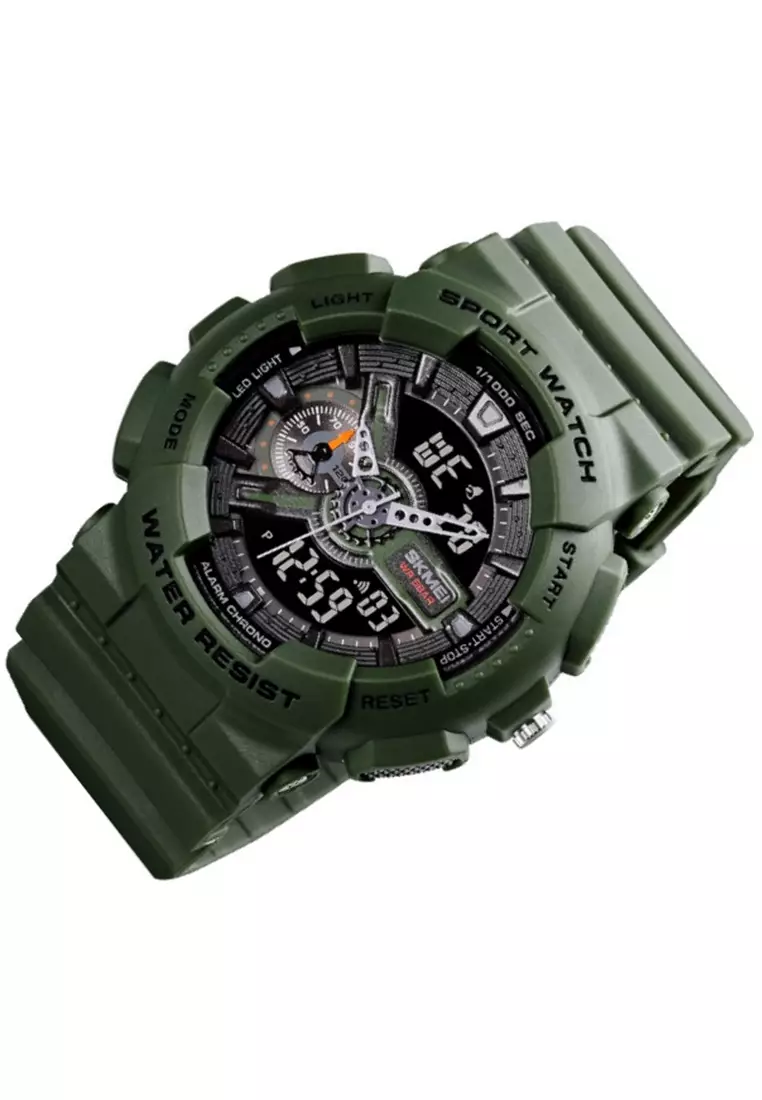 Jam Tangan Analog Digital Pria Design Sporty Many Function Waterproof Strap Tali Material PU DS88 ORIGINAL