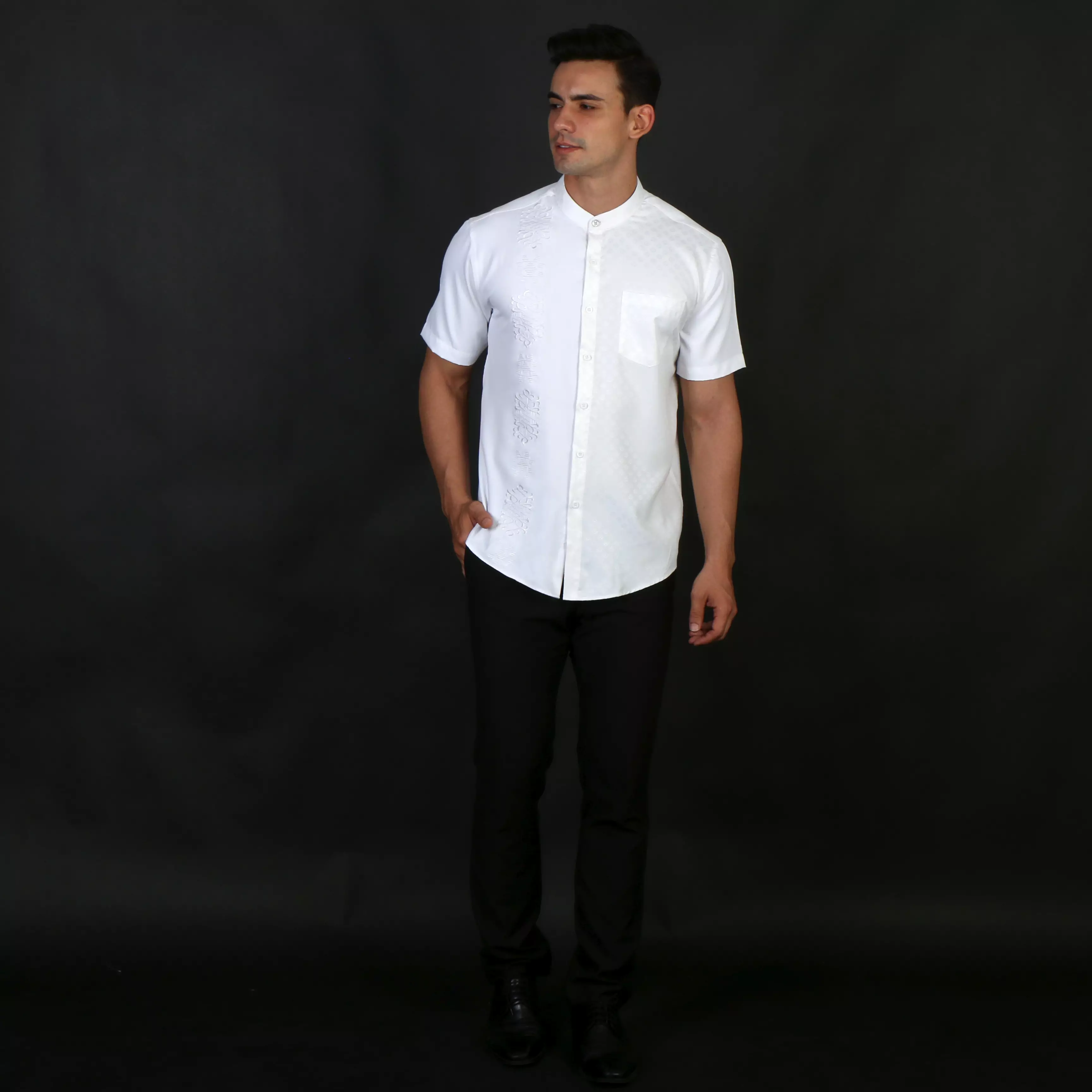 Casella Baju Koko Pria Lengan Pendek Arabesque White 4887