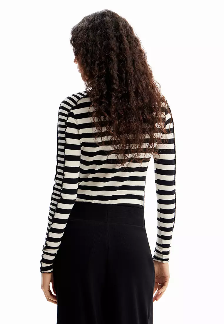 Desigual Woman Striped patchwork T-shirt.