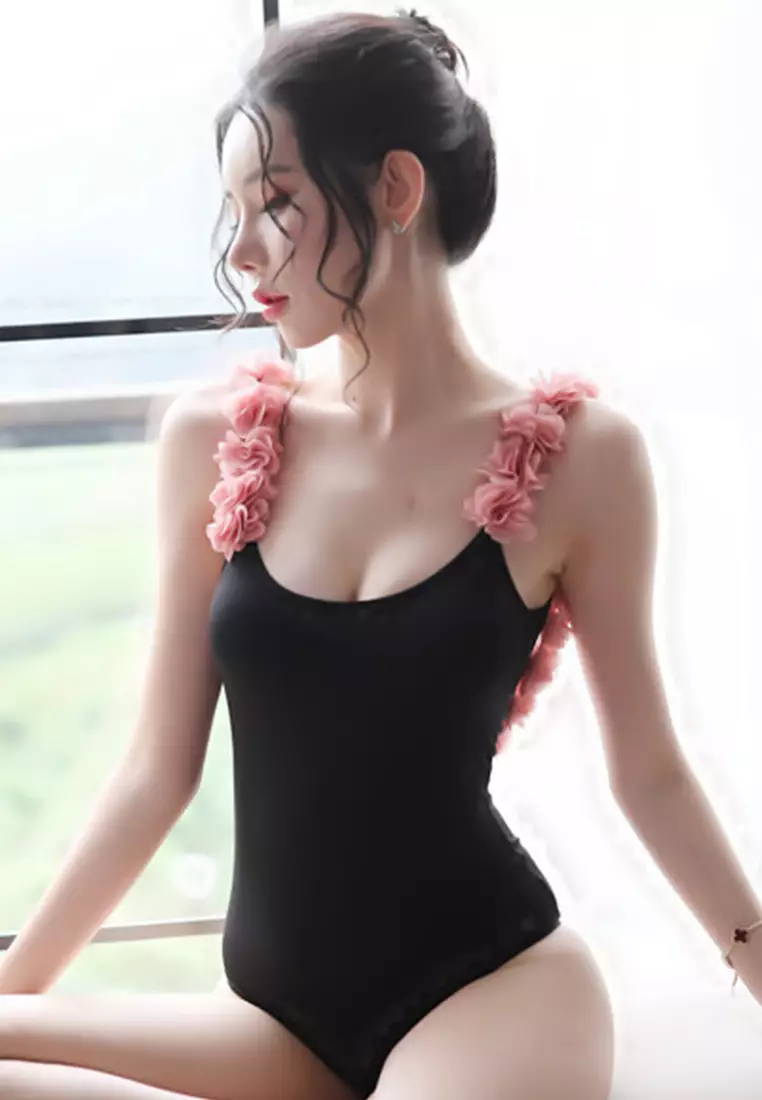 Sexy Backless Floral Collar Cover Belly Triangle One-Piece Swimsuit A22031711PI