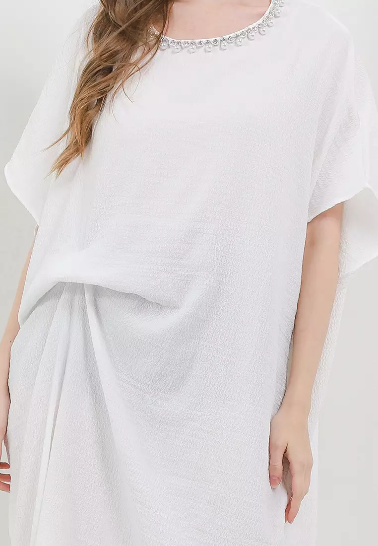 Texture Ruched Kaftan With Pin