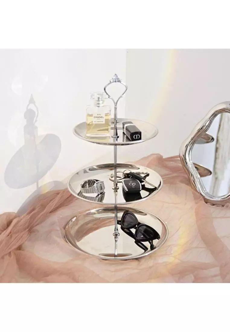 Buy DILAS HOME Tiered Silver Serving Tray Stand (3tier) Online