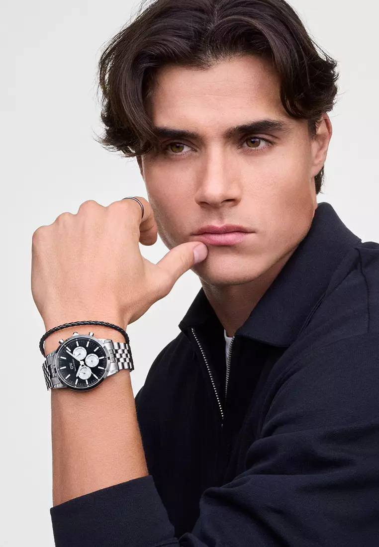 Iconic Chronogprah 42mm Arch 5-Link Onyx Panda Silver Men Watch stainless steel watch DW Official Authentic Original