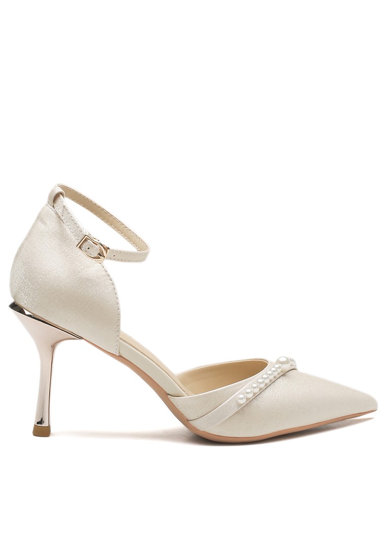 8CM Pearl Chain Ankle Strap High Heel IF82313