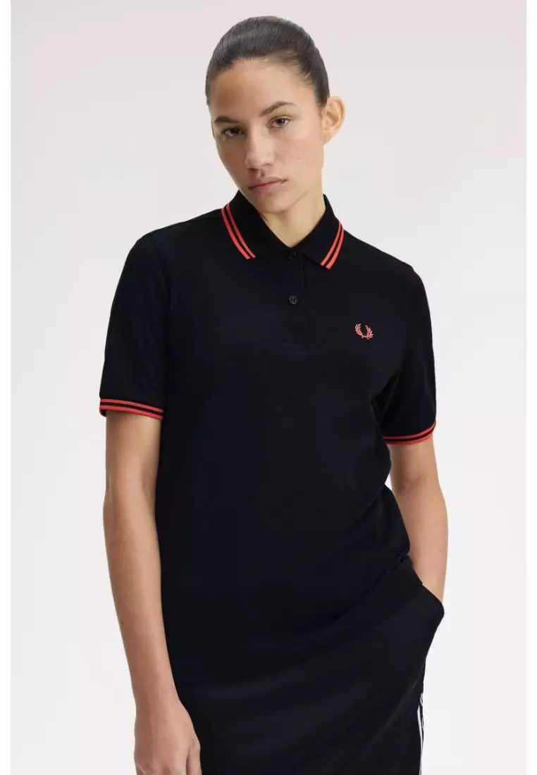 Fred Perry G3600 Twin Tipped Fred Perry Shirt (Black / Flamingo Tan)