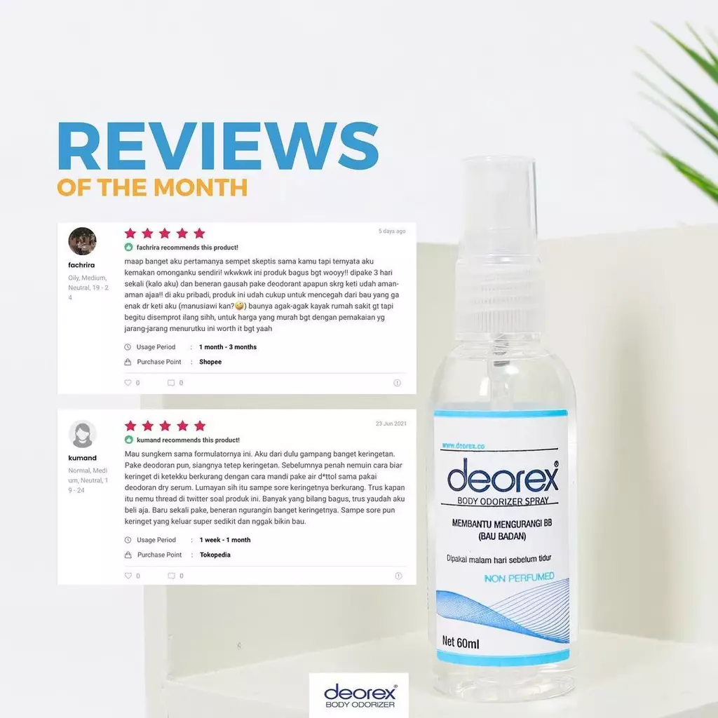DEOREX BODY ODORIZER SPRAY 60 ML - MUSK FREGRANCE UNGU