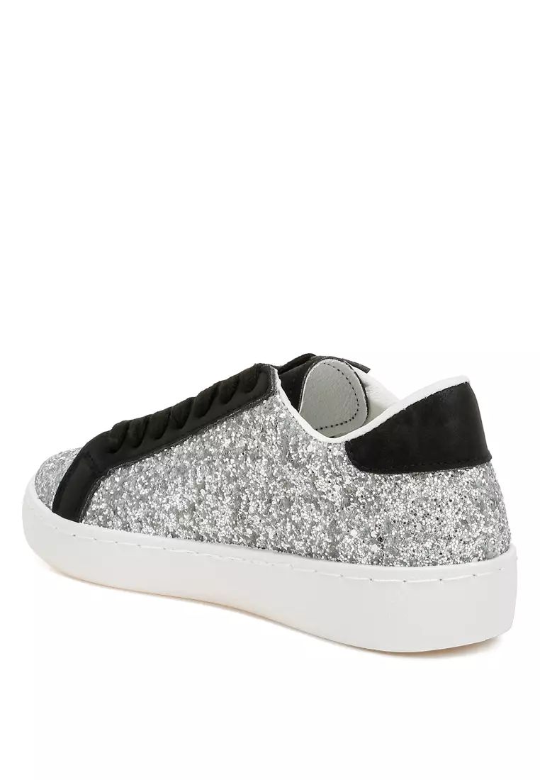 Glitter Star Chunky Sneakers in Silver