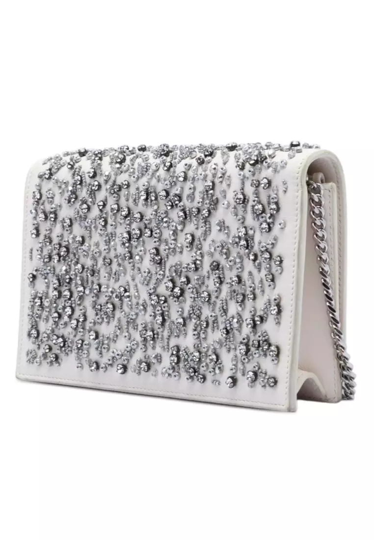 Pre-Loved Saint Laurent Beaded Calfskin Monogram Kate Tassel Wallet On Chain