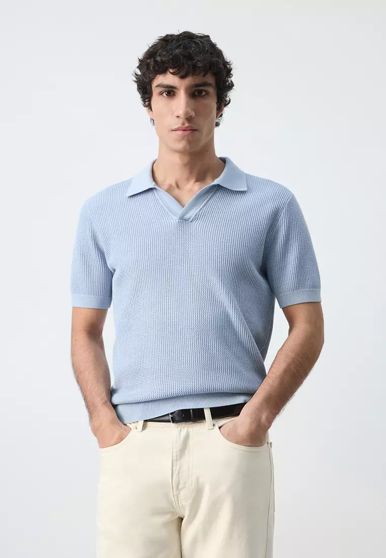 100% Cotton Knitted Structure Polo Shirt