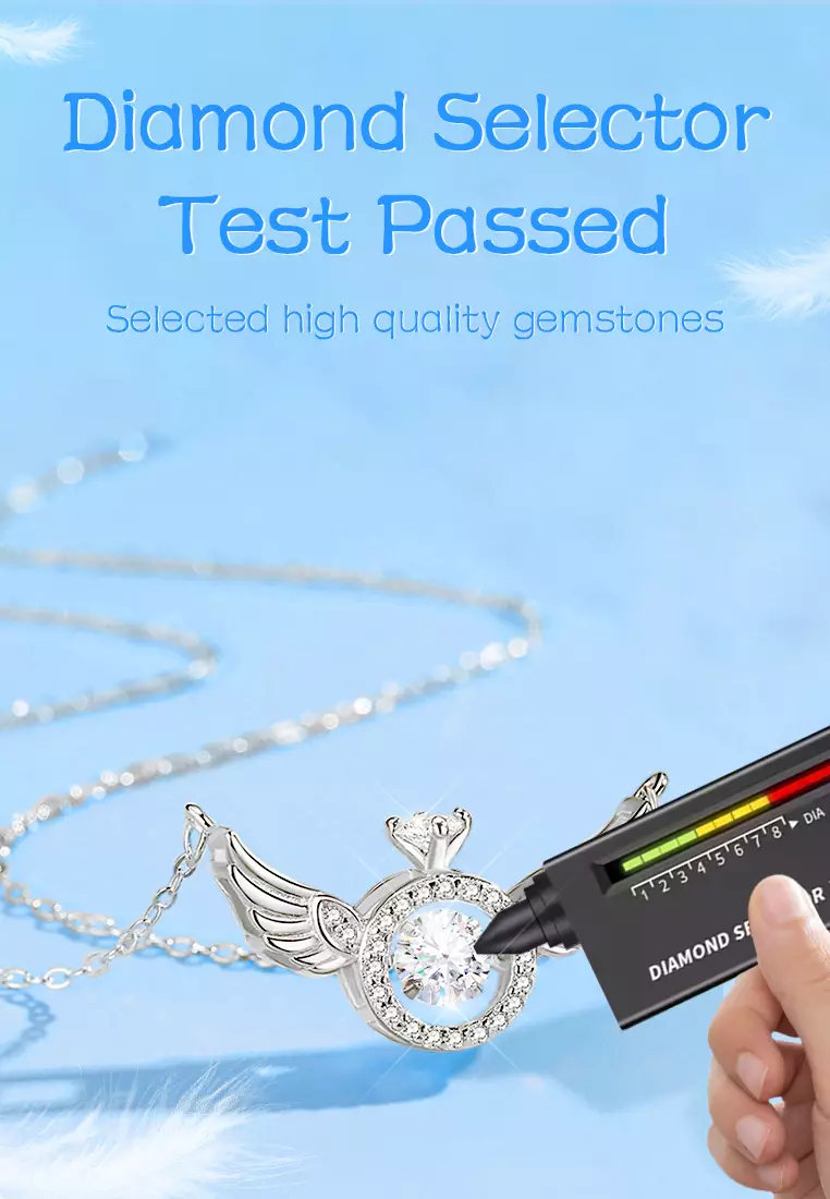 Kalung Wanita Titanium Berlian Sayap Desain Perhiasan Cewek Necklaces silver color