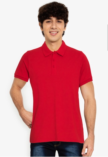 Freego red Pique Cotton Polo Shirt with Brand Embroidery 4E265AACAB6448GS_1