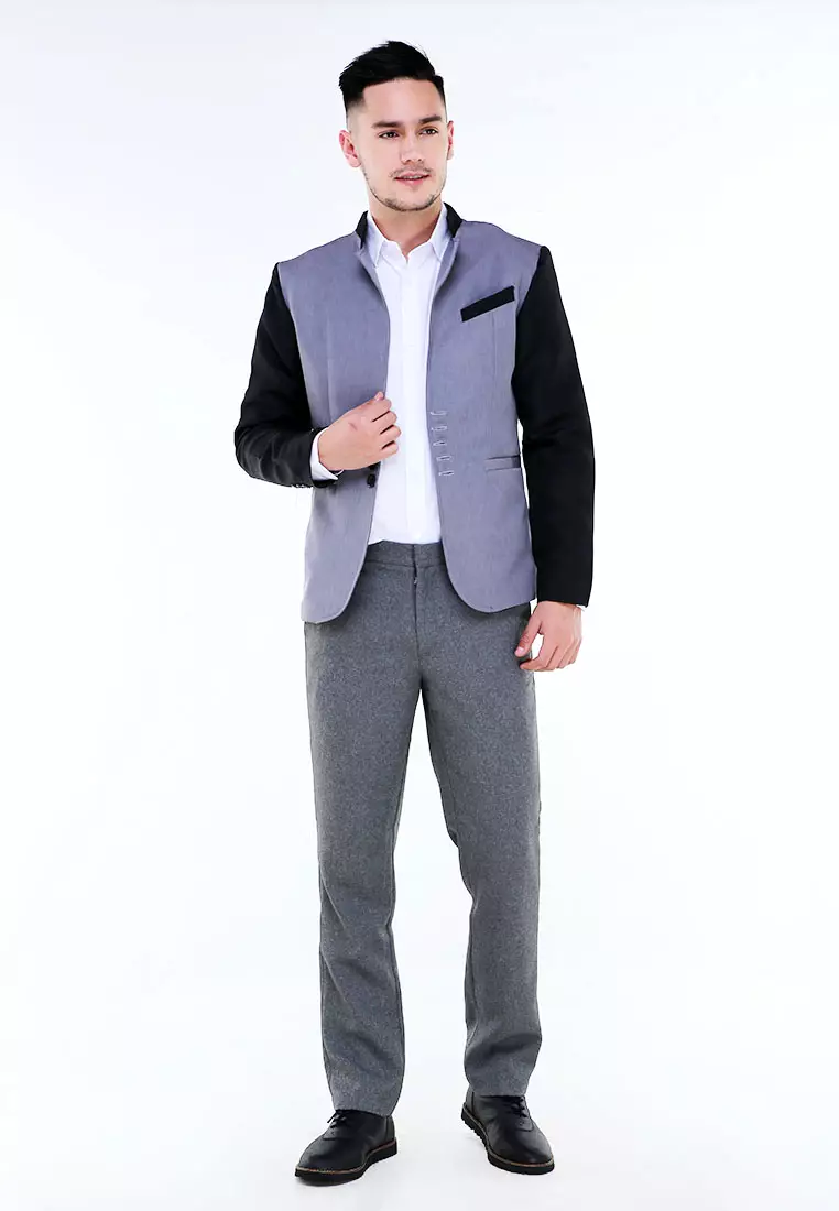 Woreq Jas Blazer Pria Two Tone Five Button Formal Longsleeve Suit Material High Twist ORIGINAL