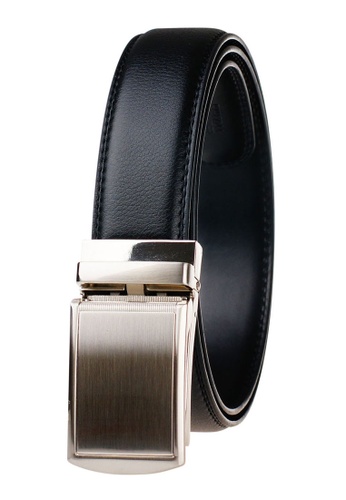 FANYU silver Men's Slide Buckle Automatic Belts Ratchet Genuine Leather Belt 35mm Width F222AACD4D133BGS_1