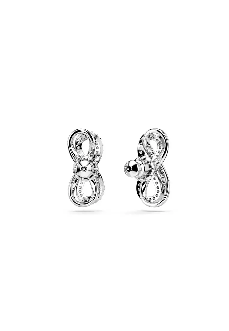 Buy Swarovski Hyperbola stud earrings, Infinity, White, Rhodium plated ...