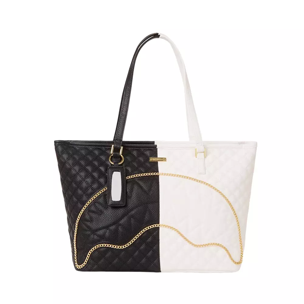 Jual Sprayground Sprayground Split Quilted Shark Tote Bag Black White