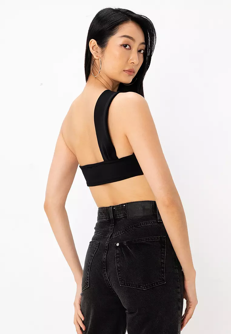 Co-Ord Scuba One Shoulder Crop Top With Ring Detail