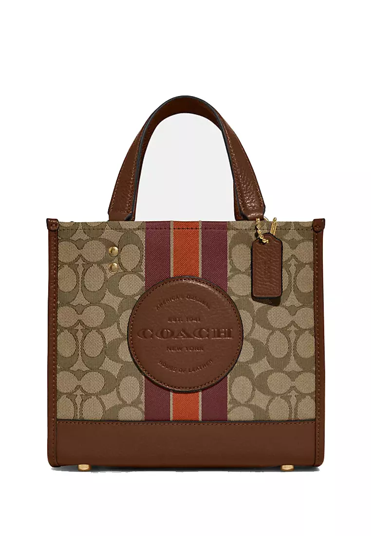 COACH Women Dempsey Tote 22 In Signature Jacquard With Stripe And Coach Patch