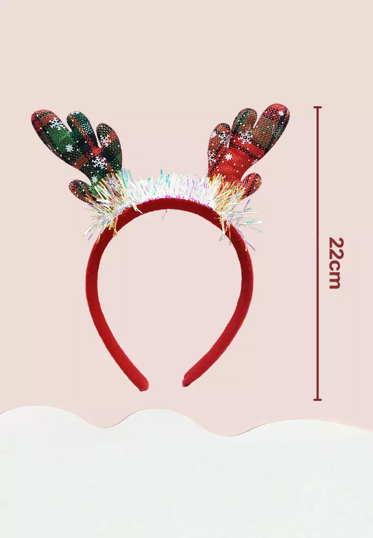 Wakakids Bando Natal Karakter Tanduk Rusa Aksesoris Natalan Bandana Merry Christmas Venjr Hijau