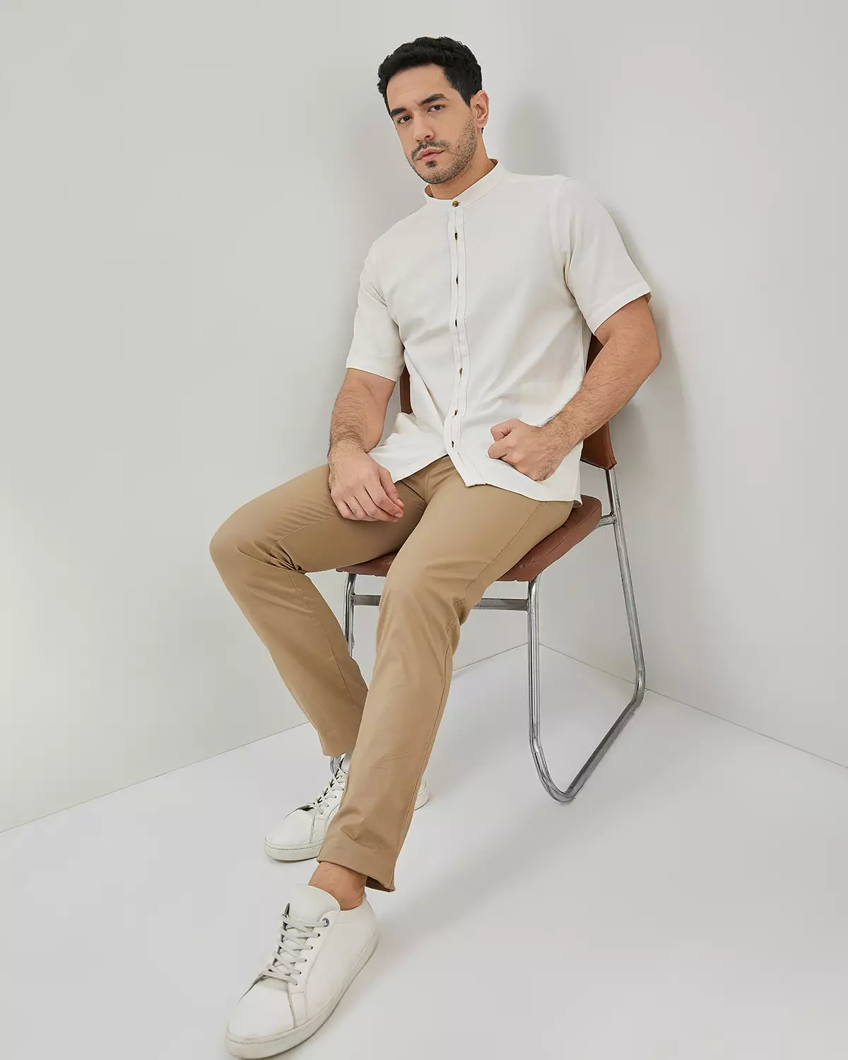 MEN'S CREAM LONG SLEEVE KOKO SHIRT