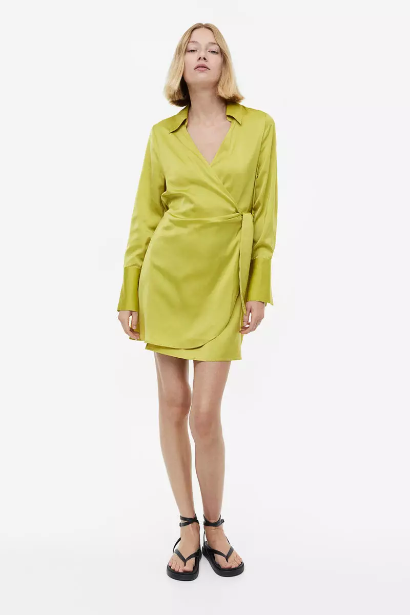 H&m yellow wrap dress hot sale