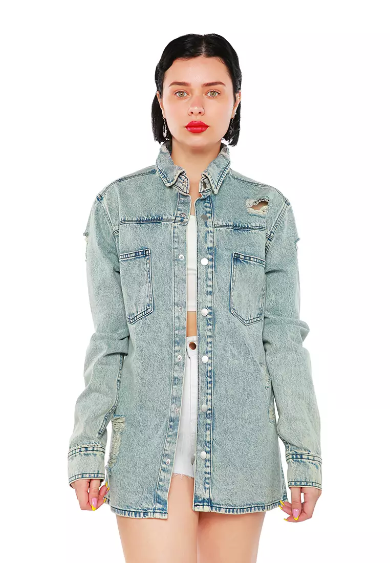 Acid wash on sale denim shirt womens