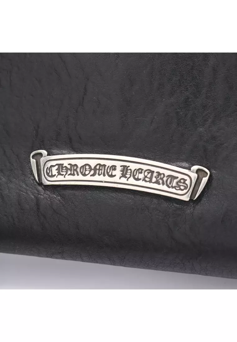Pre-Loved Chrome Hearts Judy cross button Bi-fold Long Wallet leather black