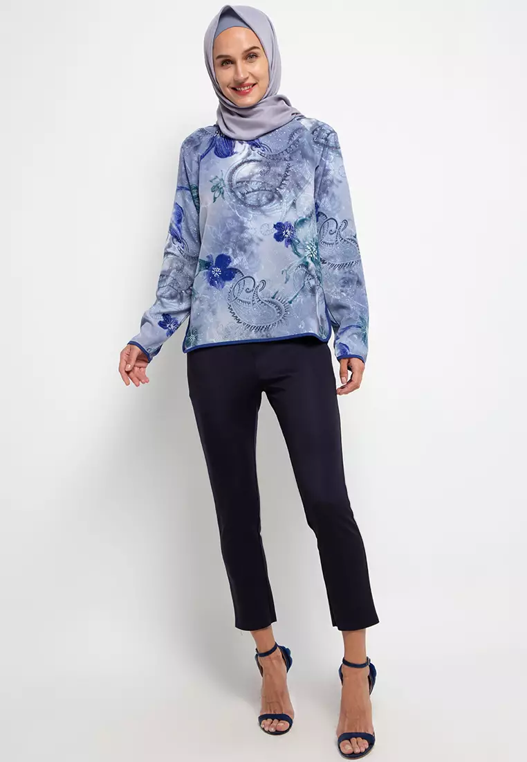 Ciara Blouse In Blue Print