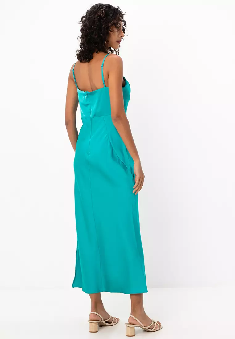 Satin Bust Cup Detail Midi Dress