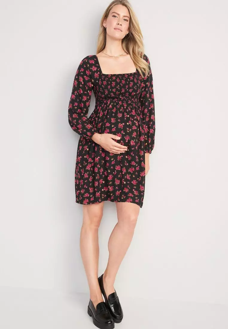 Buy Old Navy Maternity Fit Flare Long-Sleeve Square-Neck Dress