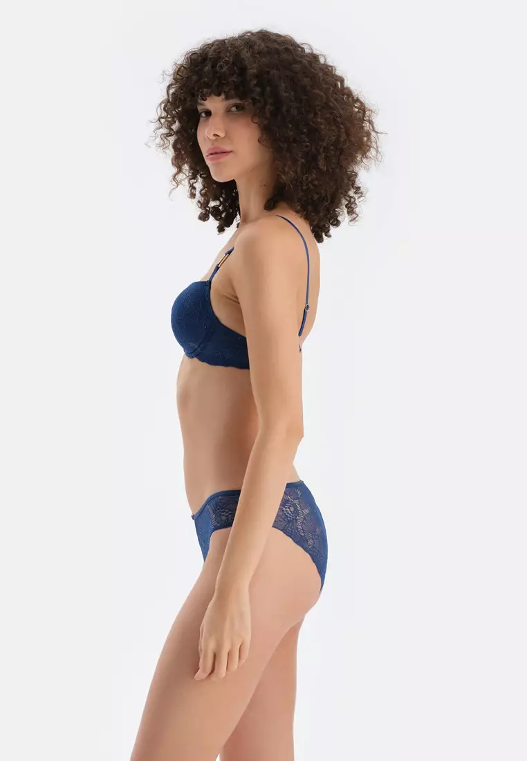 Navy Non-Padded Bra, Floral, Regular, Non-Padded, Underwire, Underwear for Women