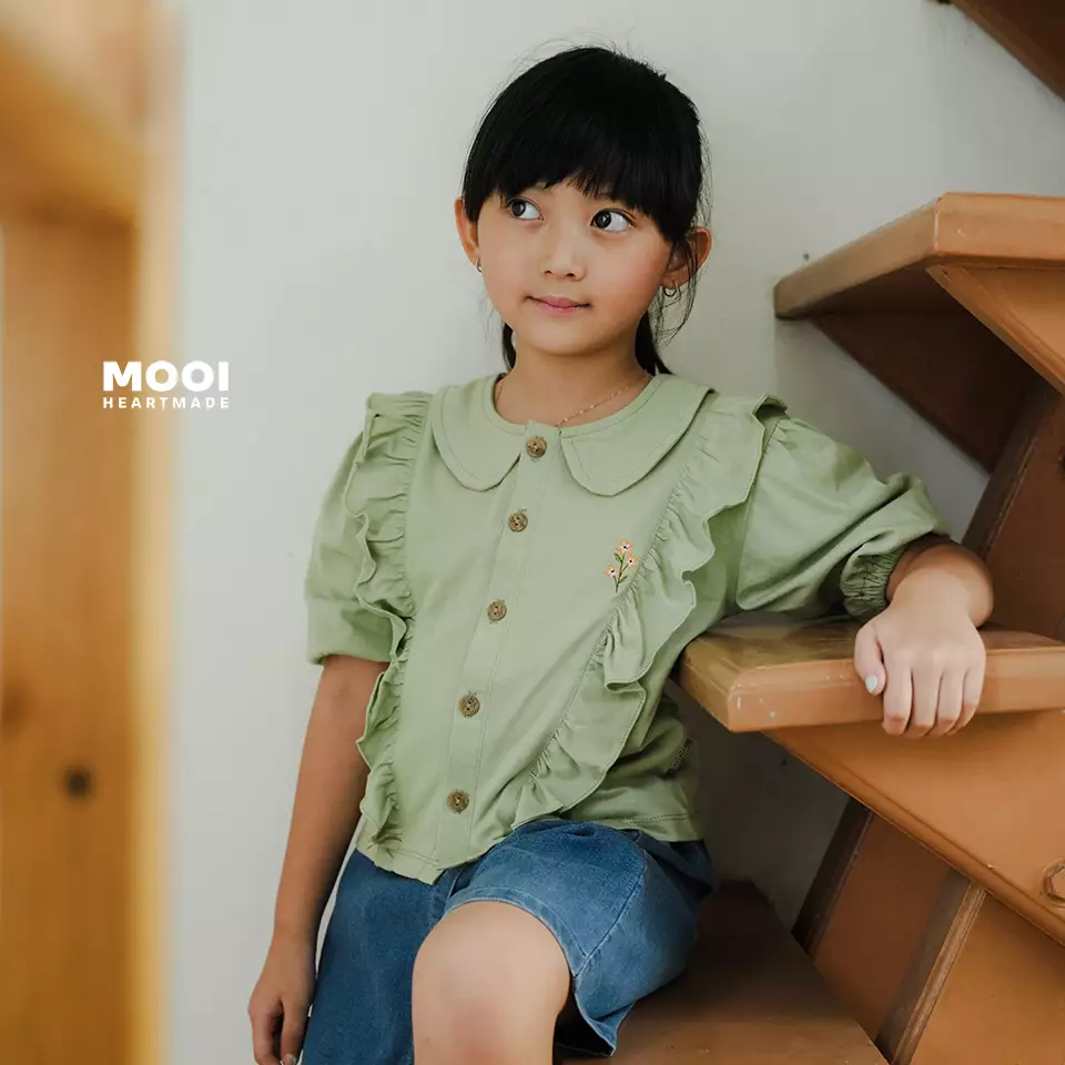 Mooi Atasan Anak Perempuan Wendy Top - Green Grass