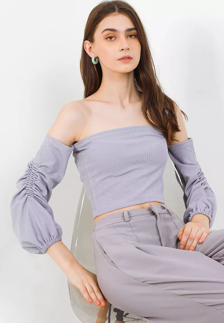 Jual Floca Studio Floca Studio Briar Lilac Puff-Sleeved Knit