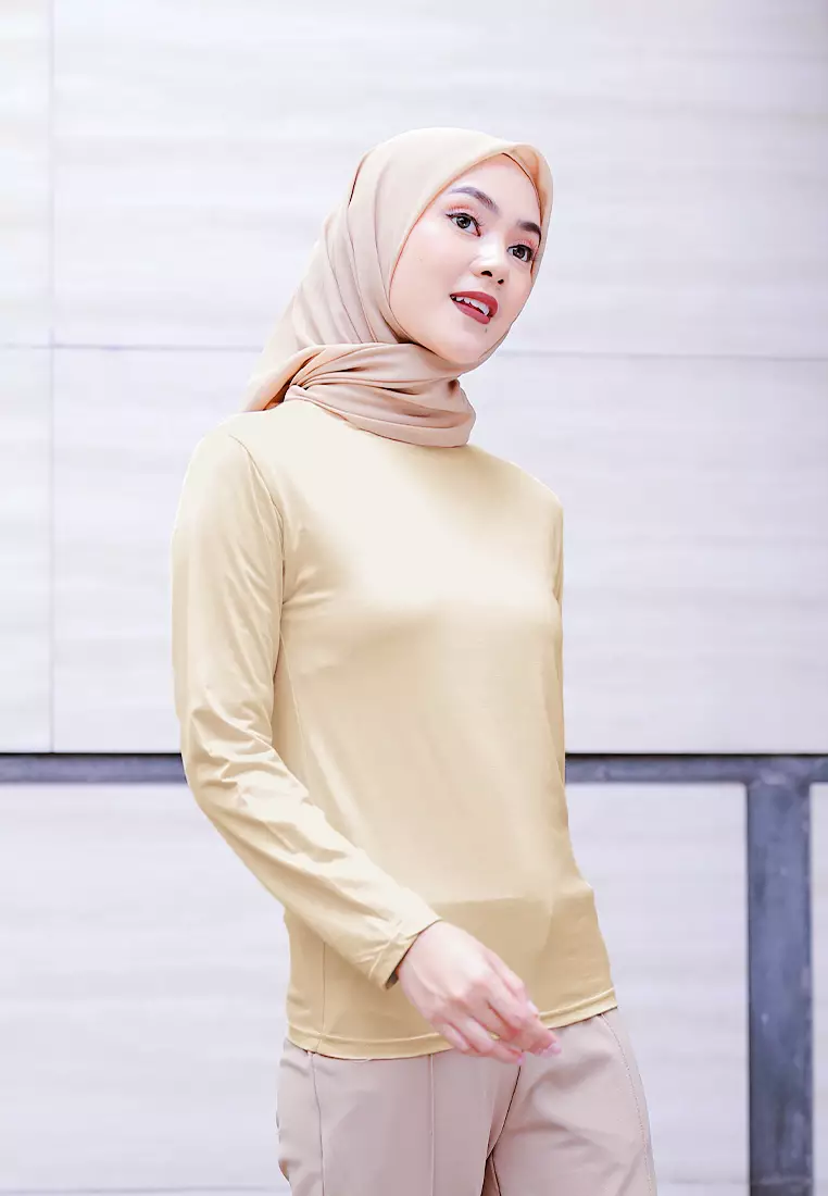 Cotton Bee - Manset Lengan Panjang Aneisha Inner Rayon - Beige - XL 