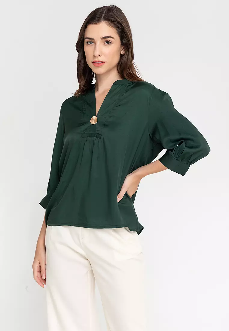 BADOMODA Carrie Mandarin Collar With Yoke Top