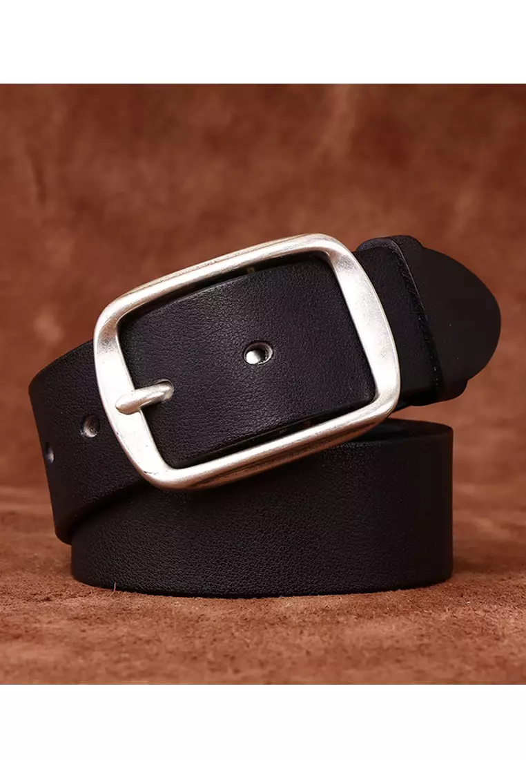 Vintage Steel Needle Buckle Grain Leather Belt CP615