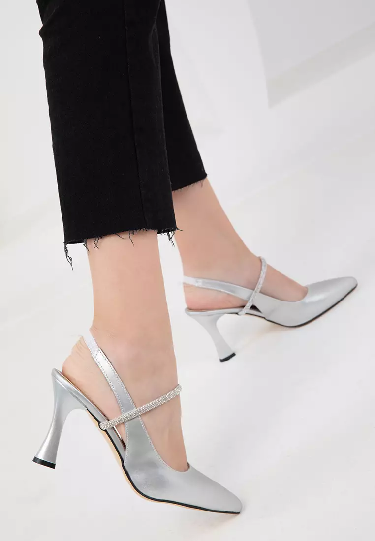 Silver Women's Classic Heeled Shoes 16965