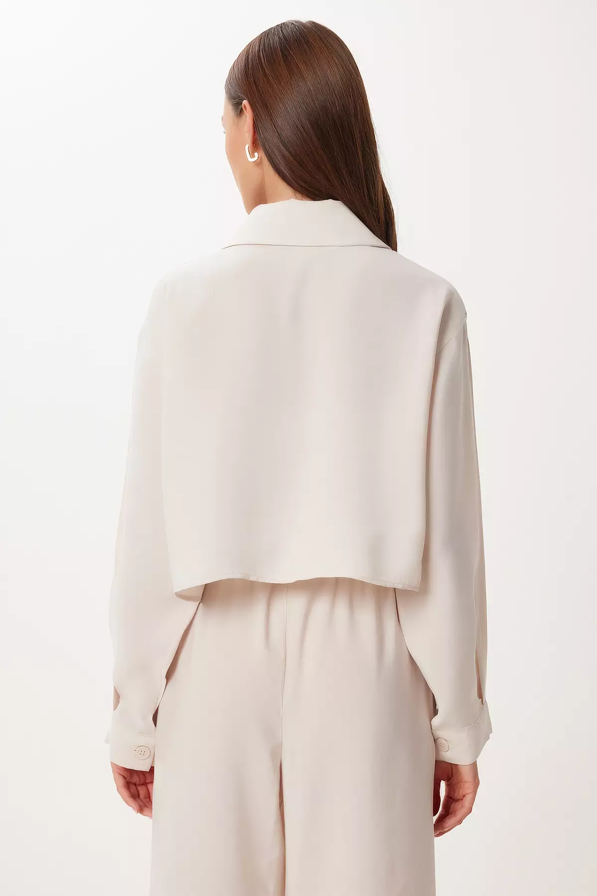 Women's Cream Modal Shirt Pants Suit Bv00158