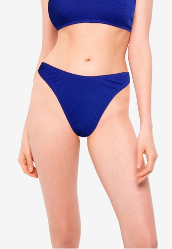 Public Desire blue High Leg Ribbed Bikini Bottoms D5CD7US8EF45B8GS_1