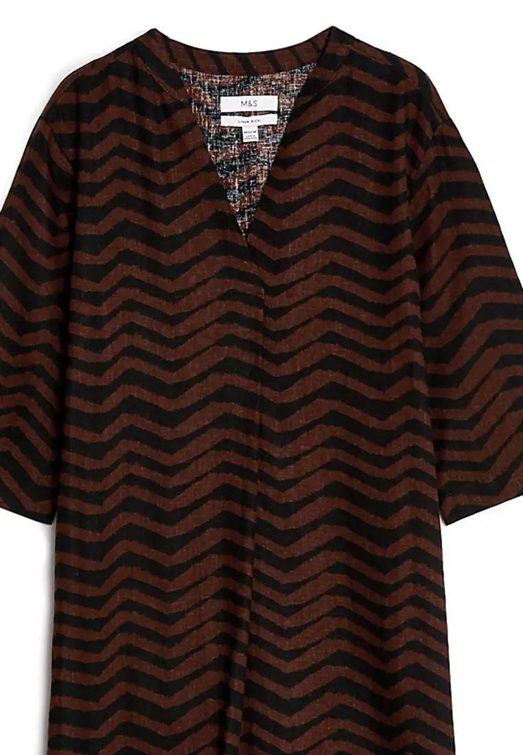 Linen Rich Printed V-Neck Tunic