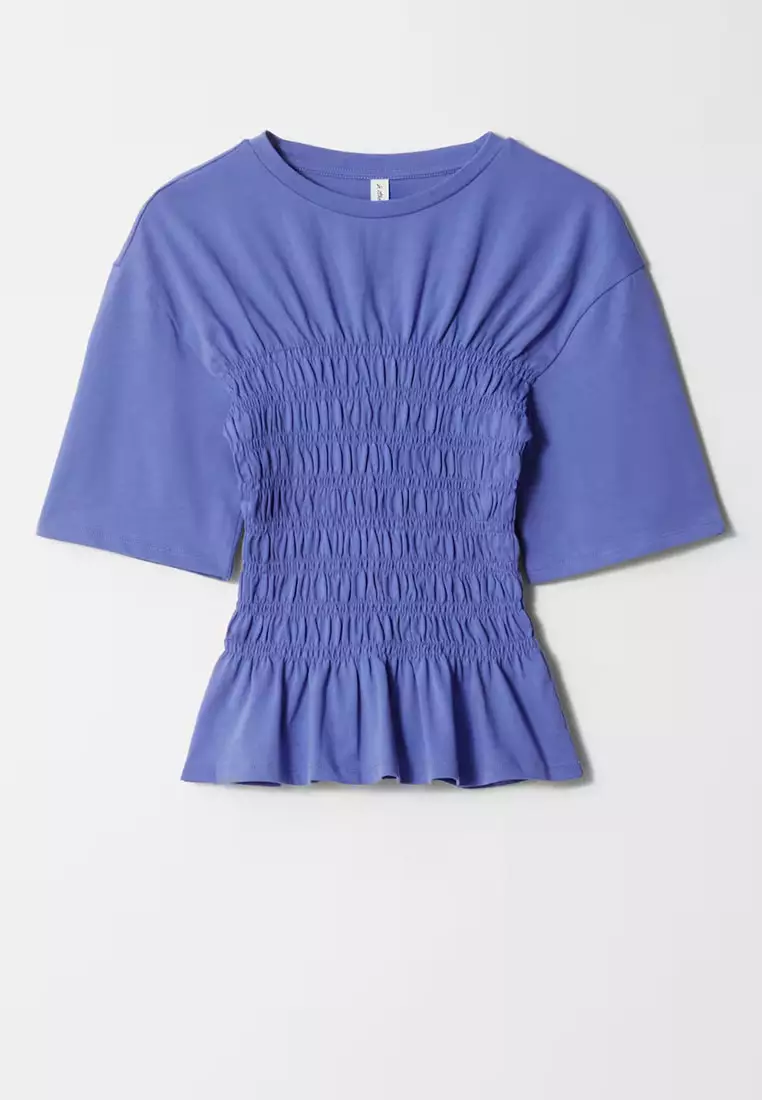 Smocked Crewneck Top