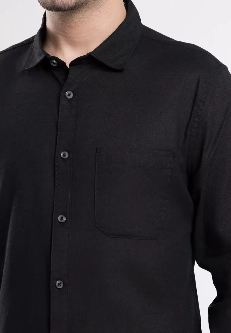 MOC - Kemeja Polos Pria Lengan Panjang Ford - Black