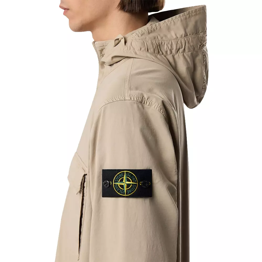 4100077 Stretch Organic Cotton Twill Hooded Jacket with Anti-Drop Desert