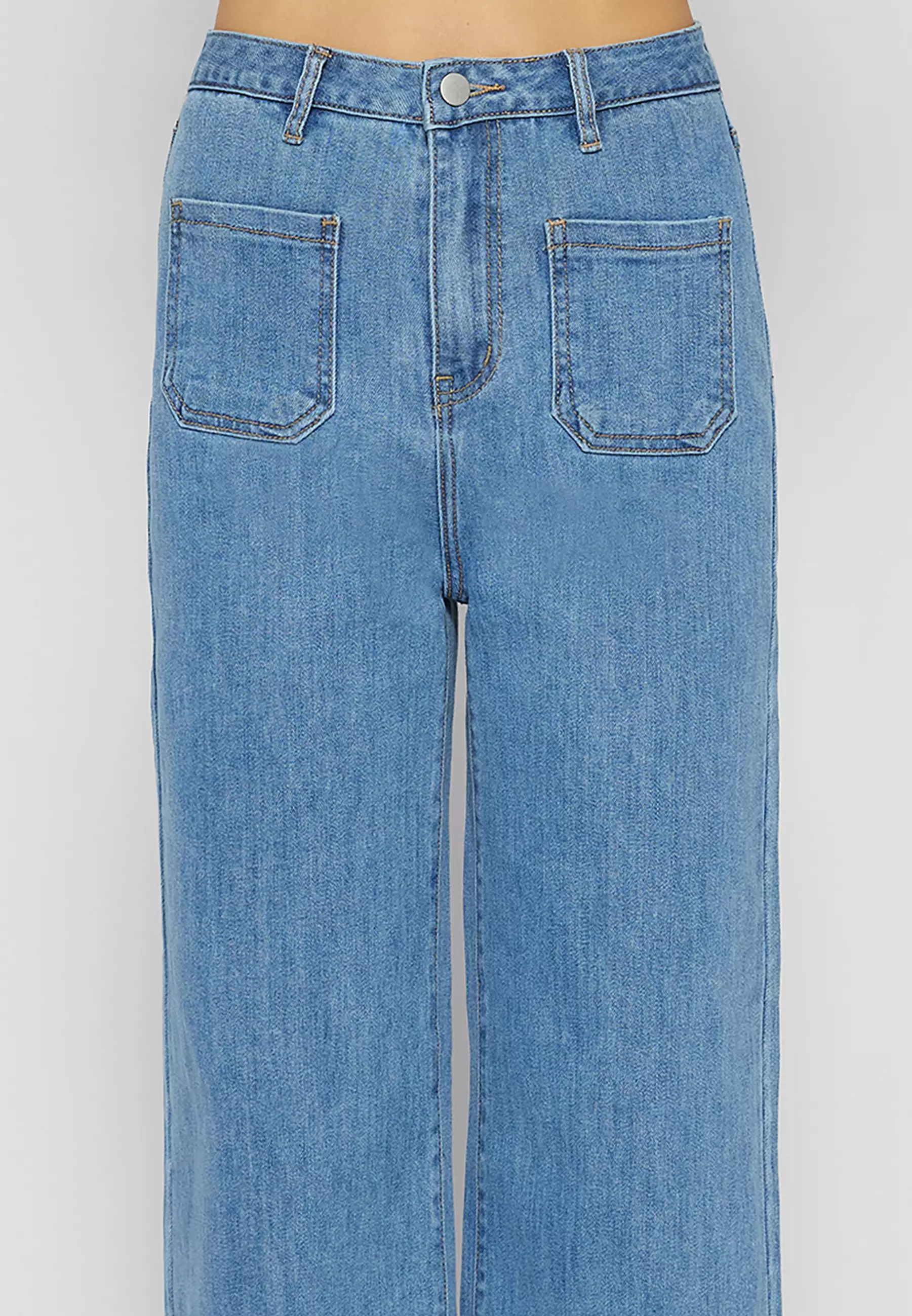 Waist Detail High Waist 90's Wide Leg Jeans