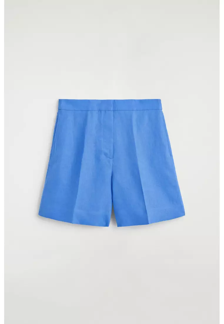 TAILORED ELASTICATED LINEN SHORTS