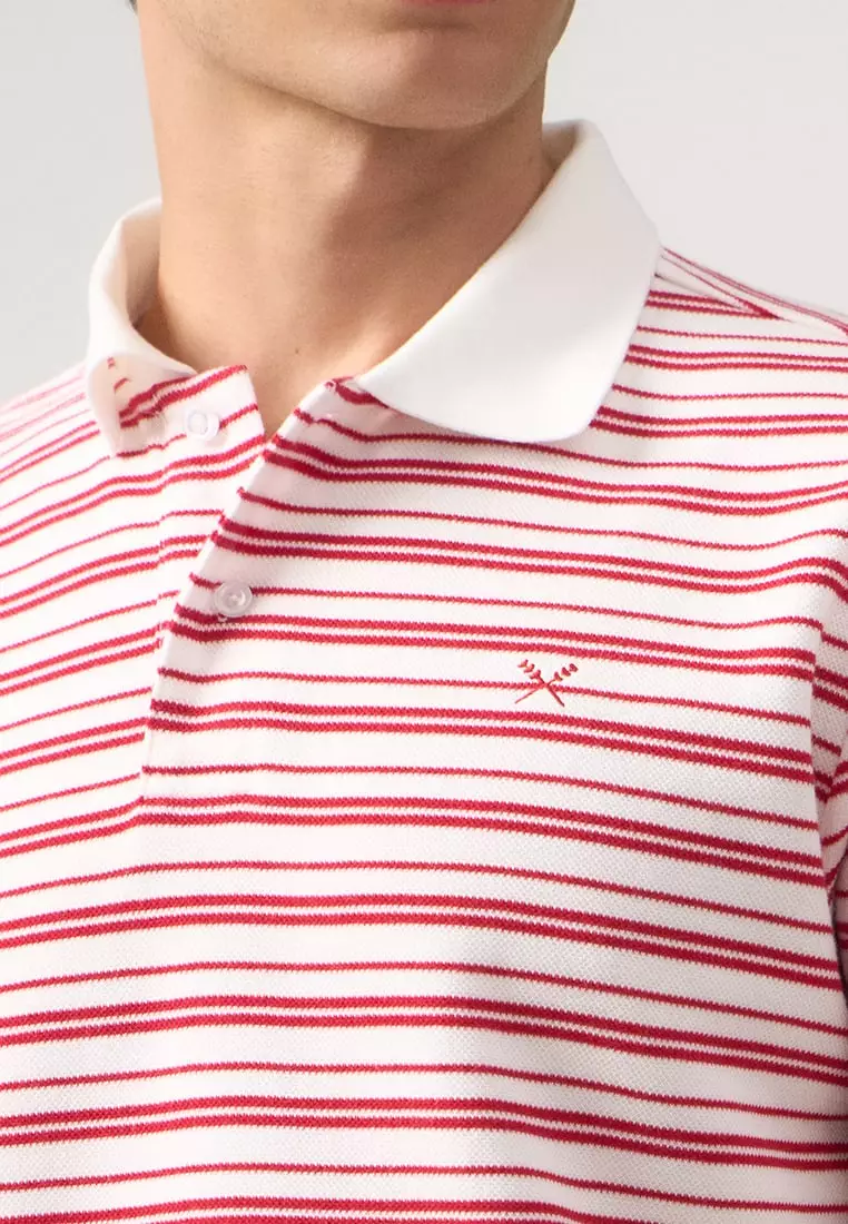 Regular Fit Striped Polo Shirt In Honeycomb Pique