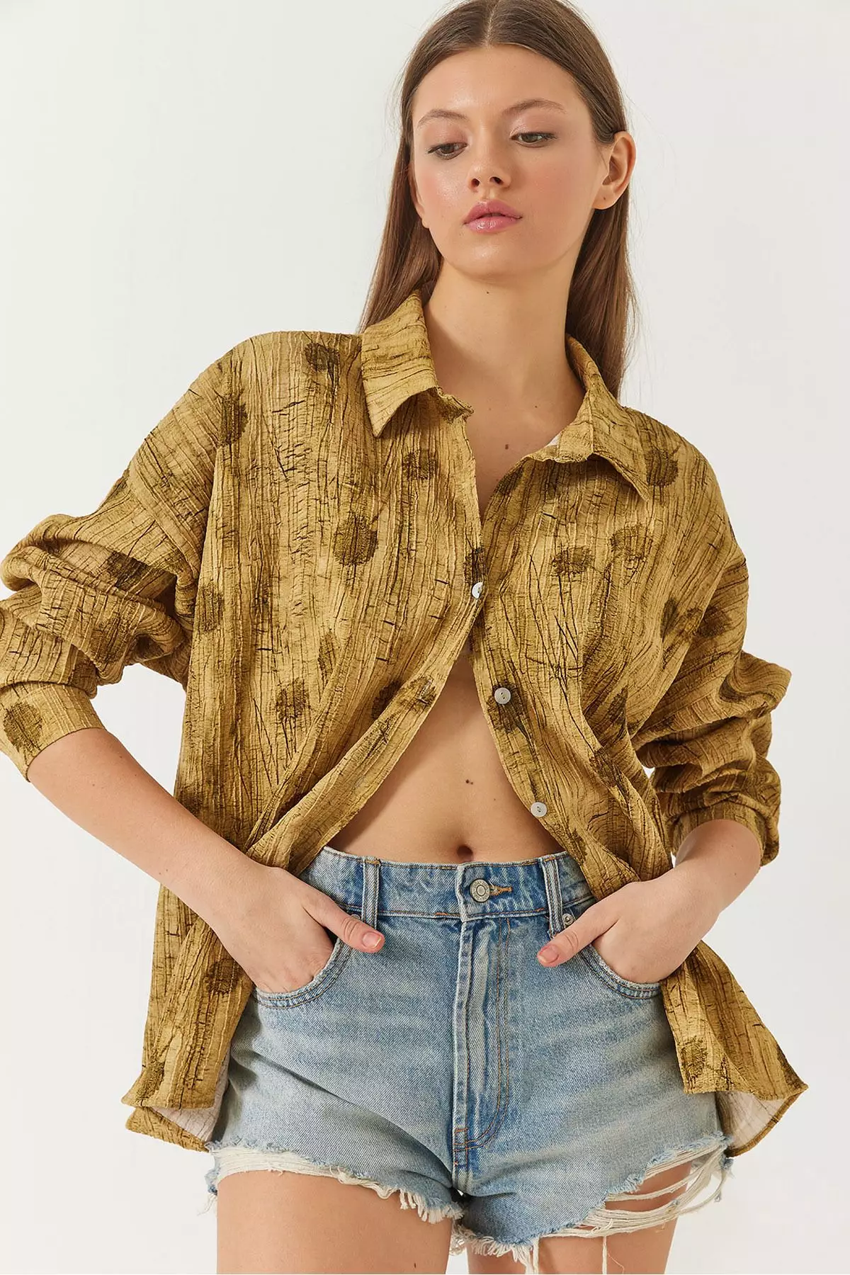 Women's Off Shoulder Print Oversize Shirt 60398 60271063